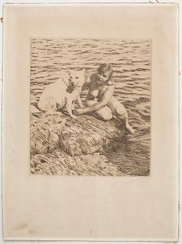 Anders Zorn · ANDERS ZORN, Etsning, utförd 1917, signerad med blyerts.