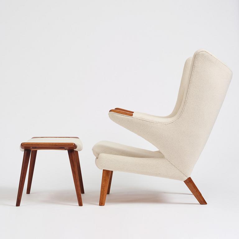 Hans J. Wegner, a 'Papa Bear' easy chair and ottoman, AP-stolen, Denmark, probably 1950-60s.