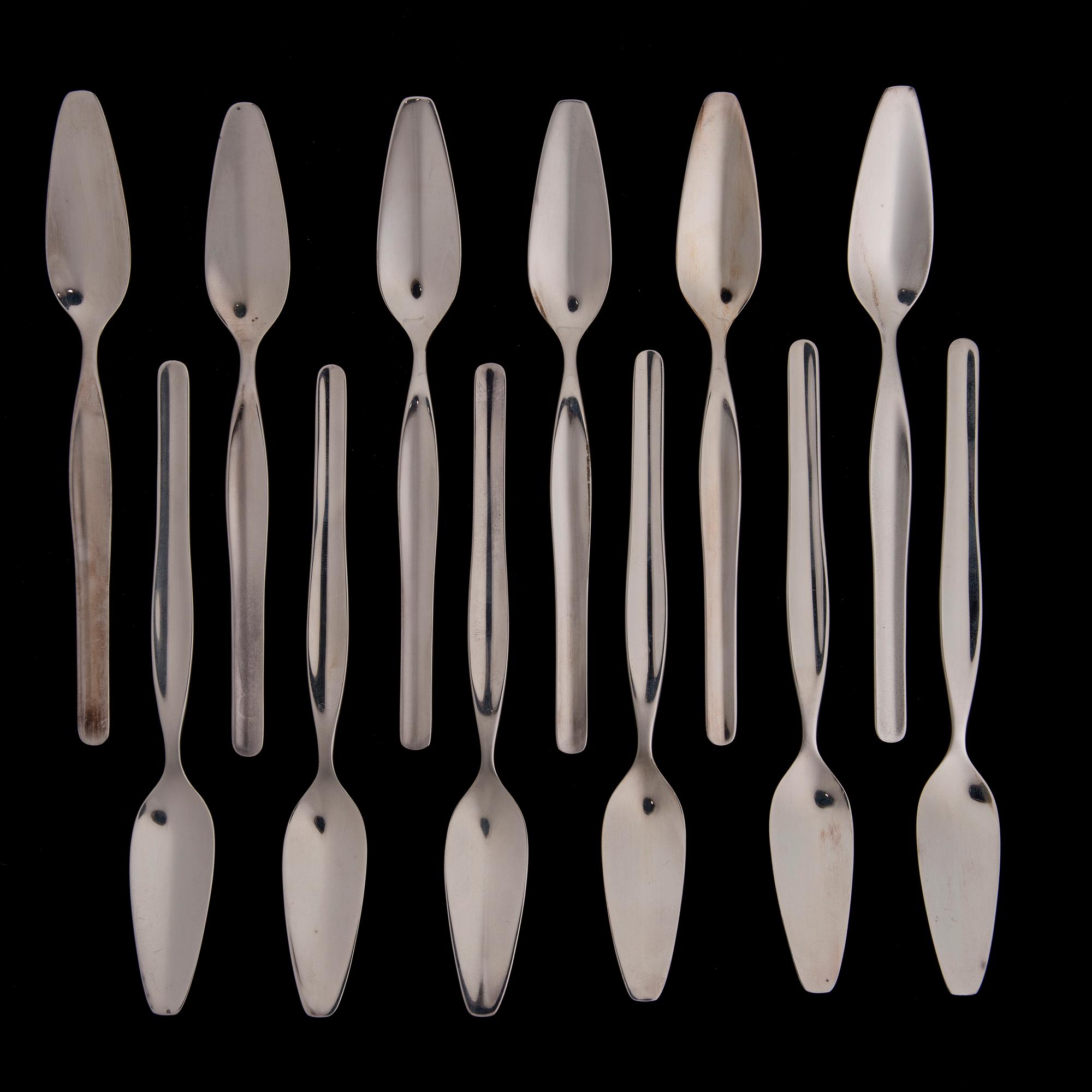 TAPIO WIRKKALA, "Tapio" smörknivar, 24 st, silver, Kultakeskus 1960-tal. Tot vikt 496 g.