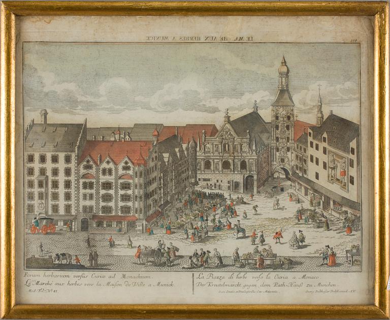 KOPPARSTICK, 5 st, handkolorerade. 1700-tal.