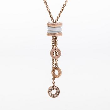 Bulgari, collier, "B.zero1", 18K guld, keramik och diamanter.