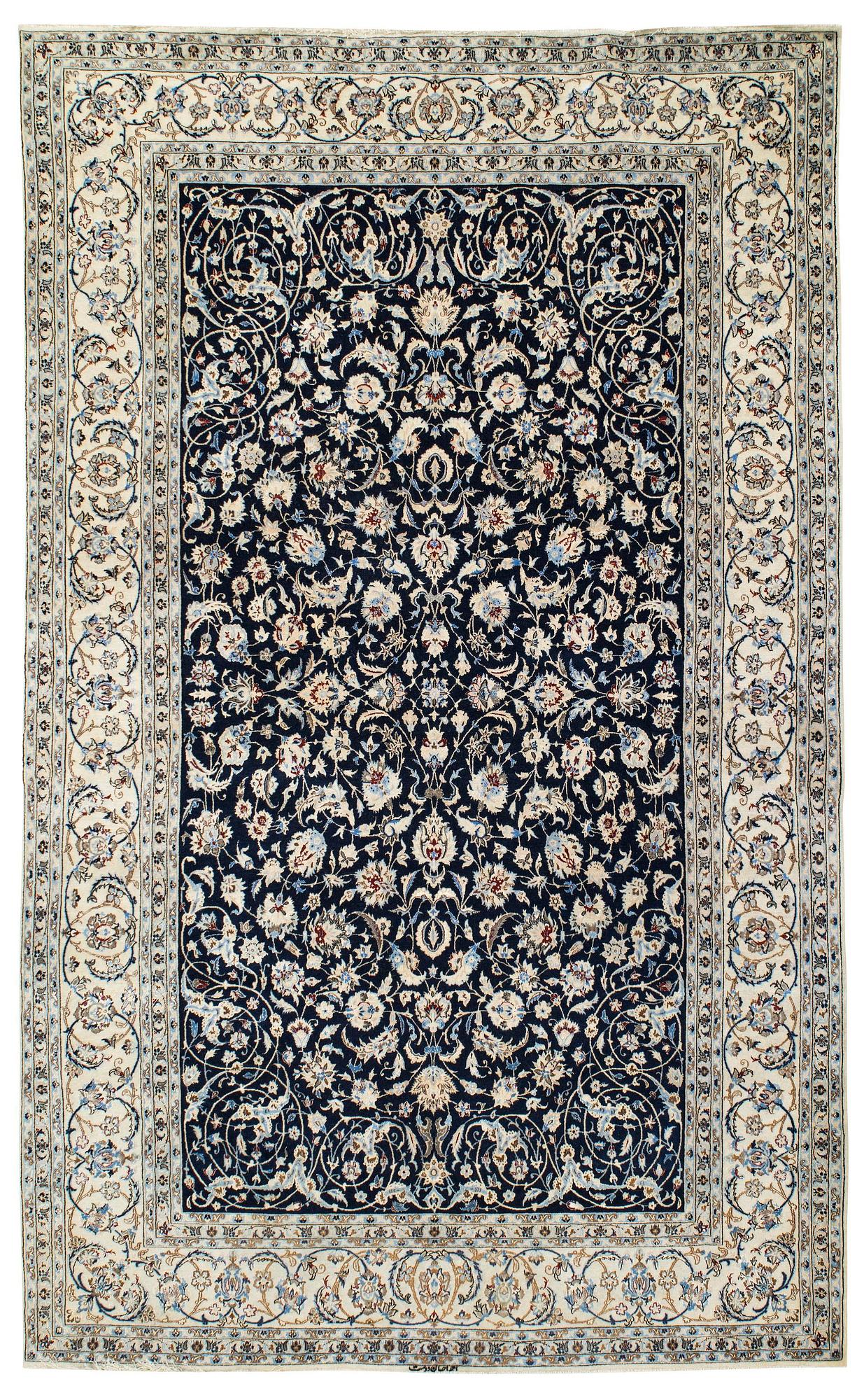 Matta, Nain, part silk S.K 4LAA, signed "Ehsan Dust", around 262 x 165 cm.