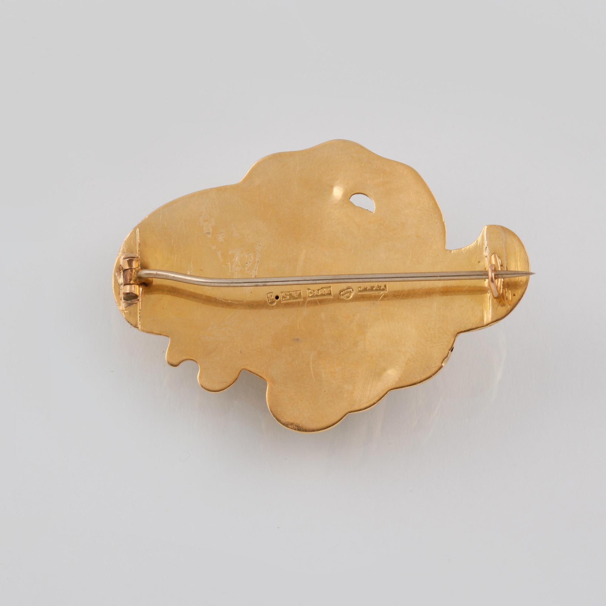 BROSCH, 18K guld, kattfotstämplad, 1855. Vikt 8,5 gram.