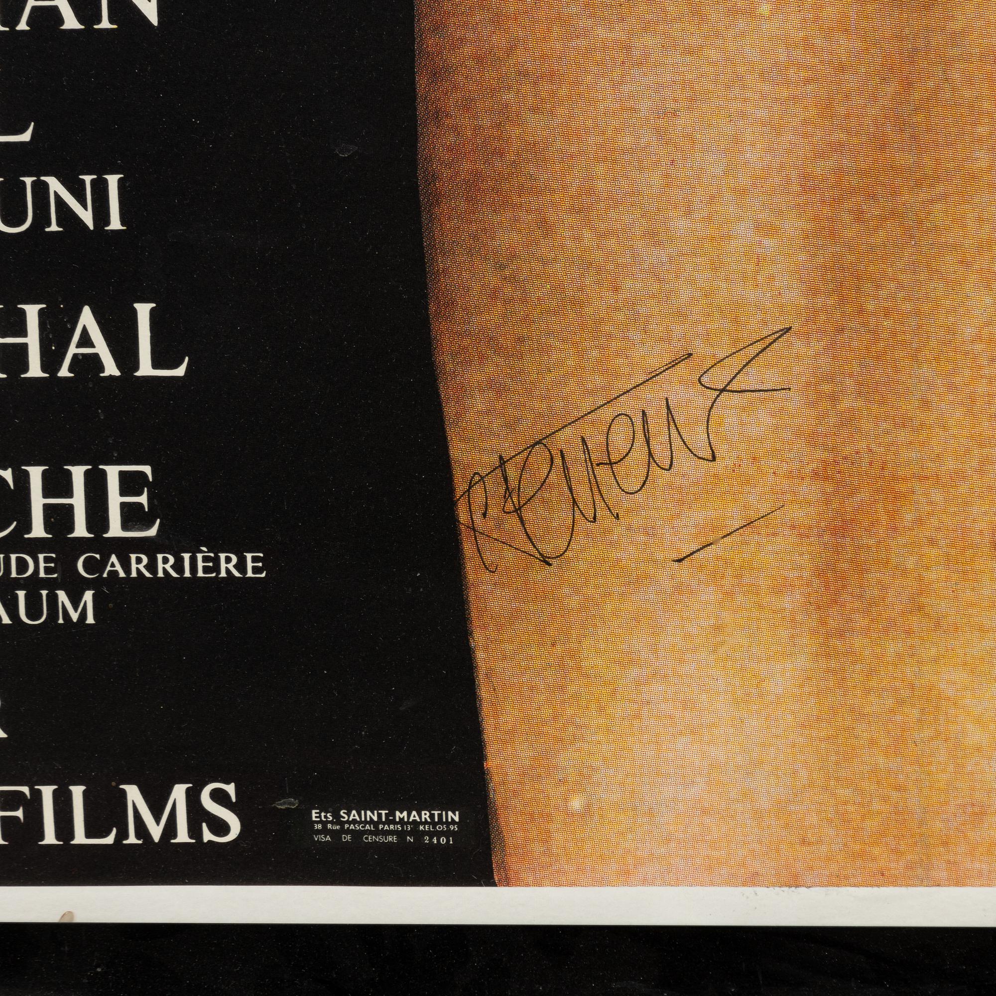 A signed film poster, 'Belle de Jour'.