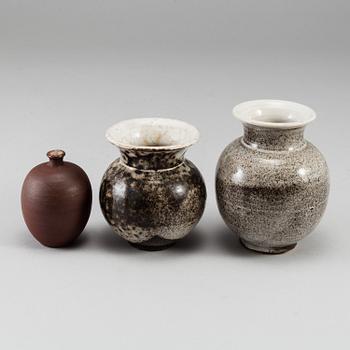 OTTO LINDIG, three stoneware vases, signed.