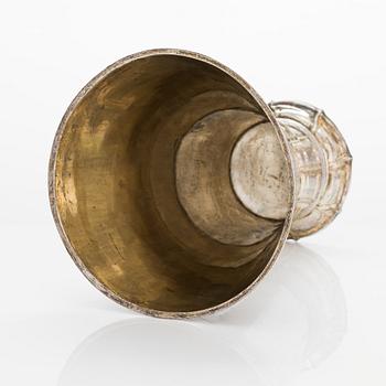 A Swedish parcel-gilt silver wedding-beaker, maker's mark of Petter Åkerman, Stockholm 1760.