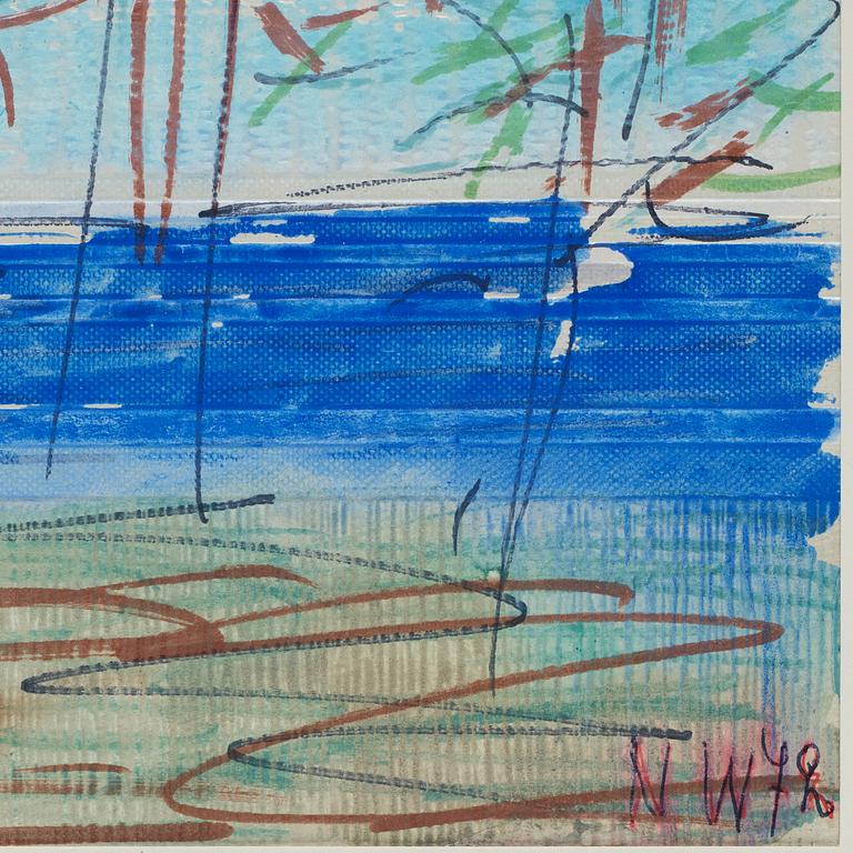 Nell Walden, mixed media on paper, signed and dated -72.