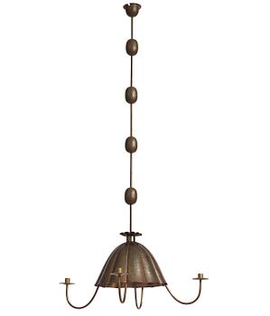 Gunnar Asplund, presumably, a brass ceiling lamp/chandelier, for the staffroom at Karlshamn Secondary School, Sweden, ca 1912-1918.