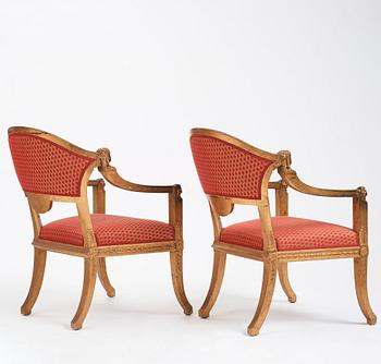 A pair of Swedish chairs in N C Salton's manner,  19th century.