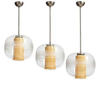 242. Harald Elof Notini, three ceiling lamps for Böhlmarks, Sweden 1930's.