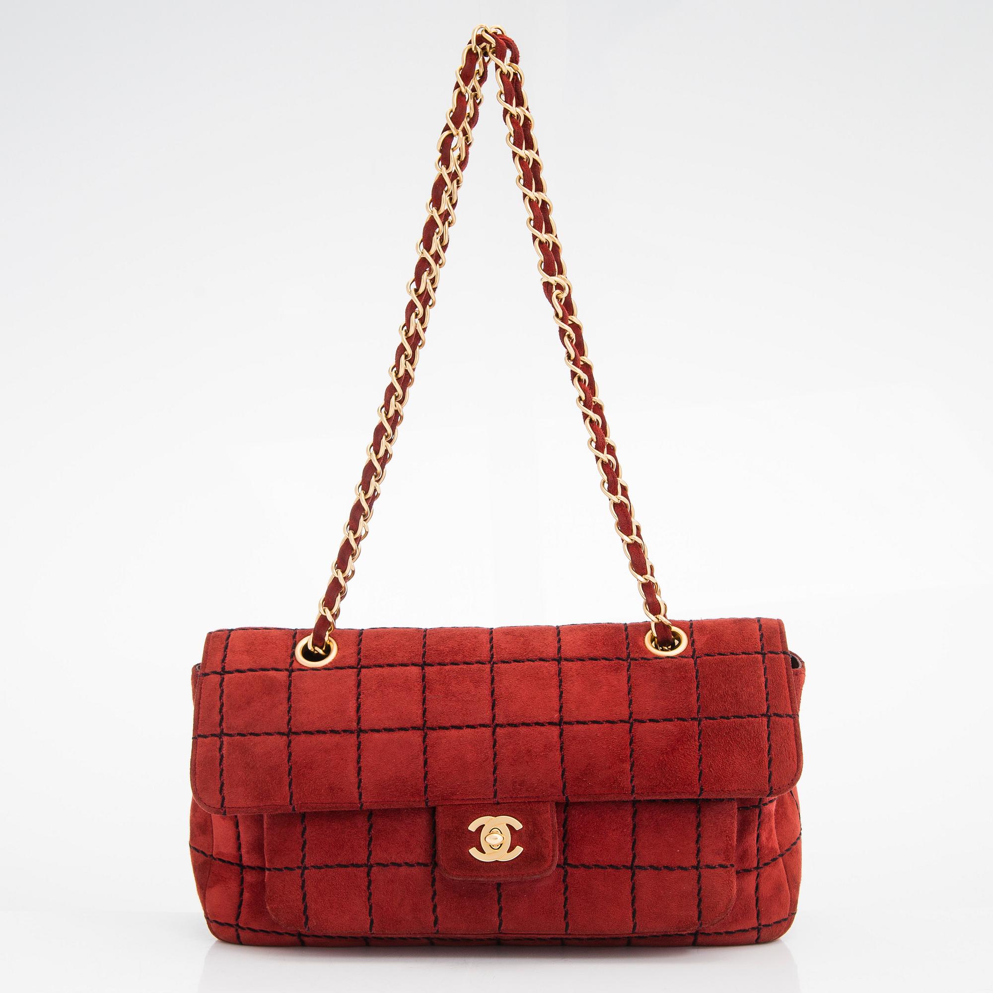 Chanel, a Suede Chocolate bar flap bag, 2000-2002.