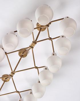 Hans Bergström, a rare and monumental ceiling lamp, ateljé Lyktan, Sweden, 1940-50s.