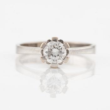 Ring, 18K white gold with brilliant-cut diamond, 0.55 ct according to engraving.