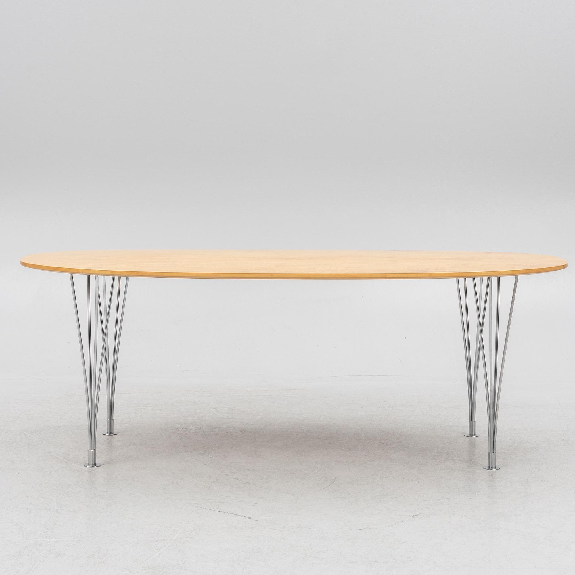 Bruno Mathsson & Piet Hein, dining table "Superellipse", Bruno Mathsson International, Värnamo, second half of the 20th century.
