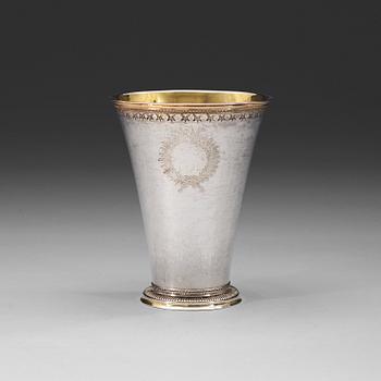 A Swedish 18th century parcel-gilt beaker, marks of Anders Schotte, Uddevalla 1791.