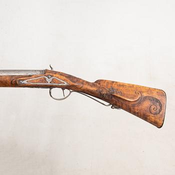 Percussion lock rifle, converted from flintlock, 18th / 19th century.