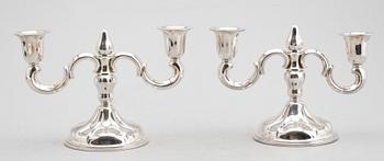 KANDELABRAR, 1 par, silver, Norge, 1940-tal. Fyllda.