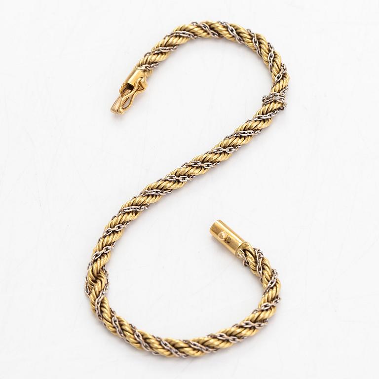 Armband, tvinnad cordellänk, 18K guld/vitguld. Utländsk stämpel.