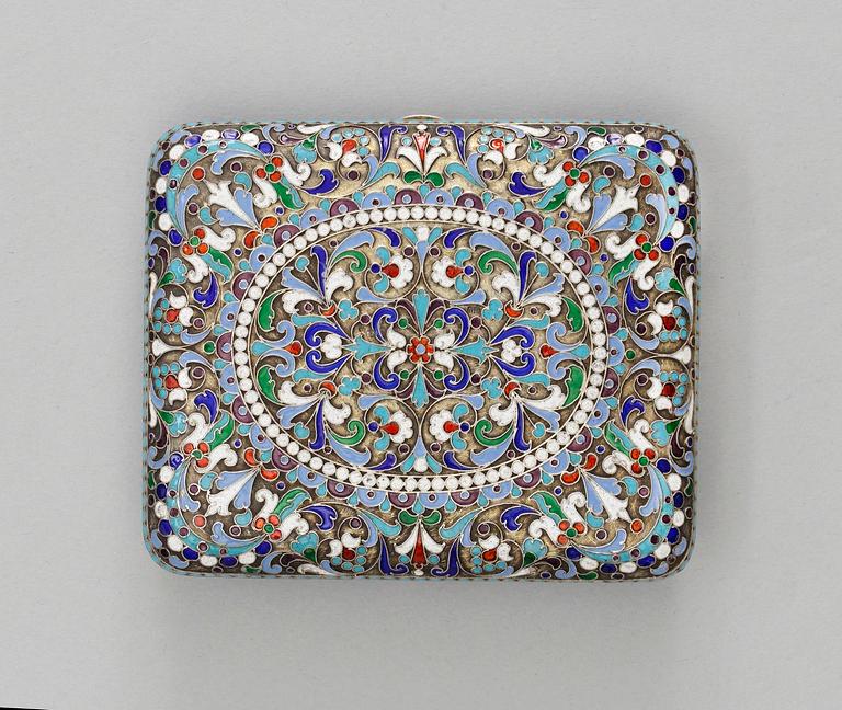 A RUSSIAN SILVER-GILT CIGARETTE-CASE, makers mark of Sergei Shaposhnikov, Moscow 1899-1908.