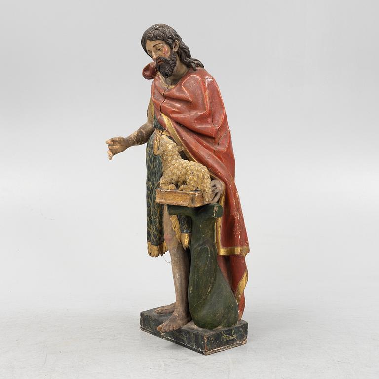 Skulptur, föreställande "Johannes döparen", Sydeuropa, 1700-tal.