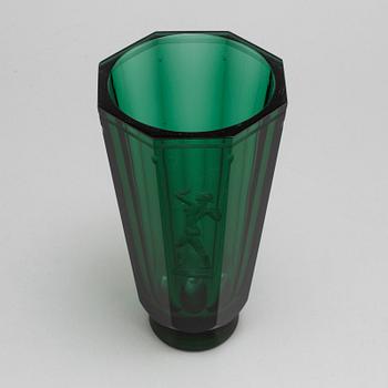 SIMON GATE, vas, glas, Orrefors, signerad, 1930-tal.