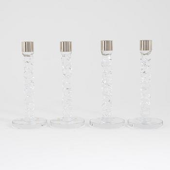 Lena Bergström, a group of four 'Carat' candlesticks, Orrefors.