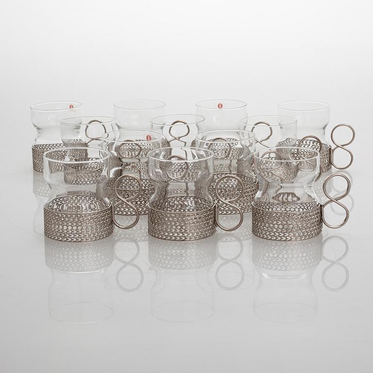 Timo Sarpaneva, teglas/ glögglas, 12 st, "Tsaikka", Iittala.