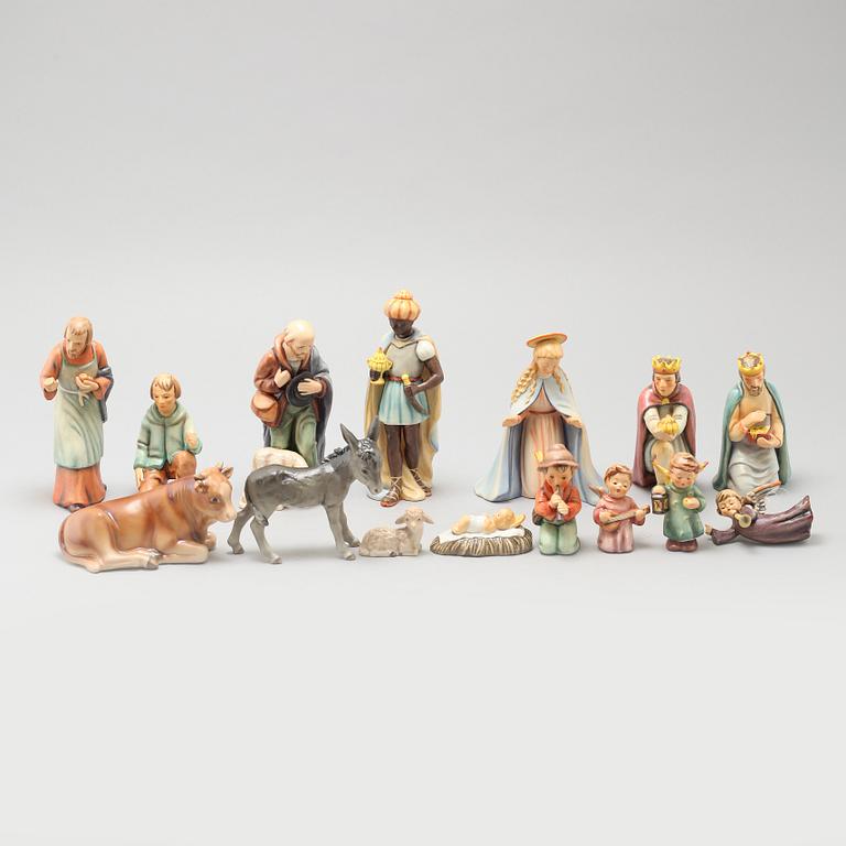 15 porcelain figurines, designed by MI Hummel for Goebel, late 20th century.