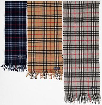 Burberry, three scarves.