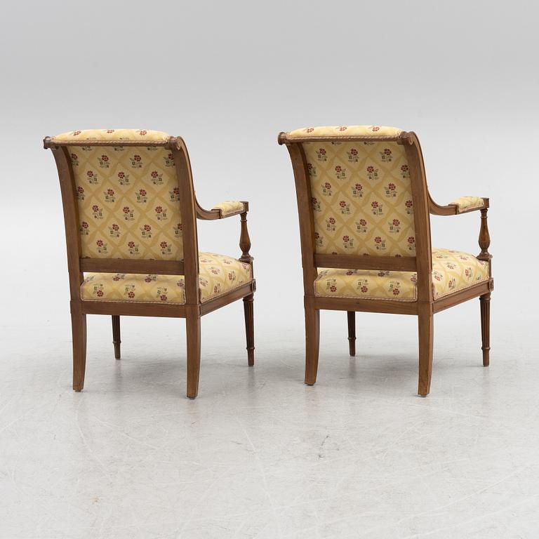 A pair of Directoire-style armchairs, 20th century.