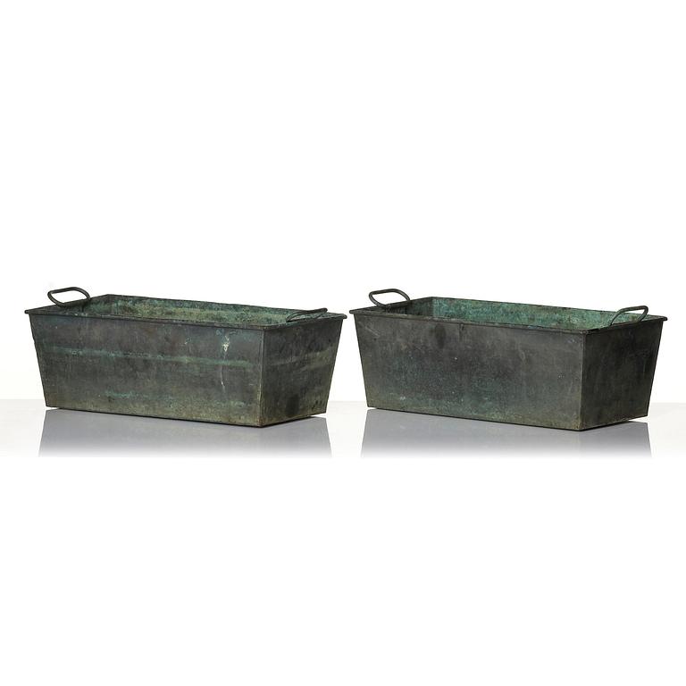 Swedish Grace, a pair of bronze planters, 1920s-1930s.
