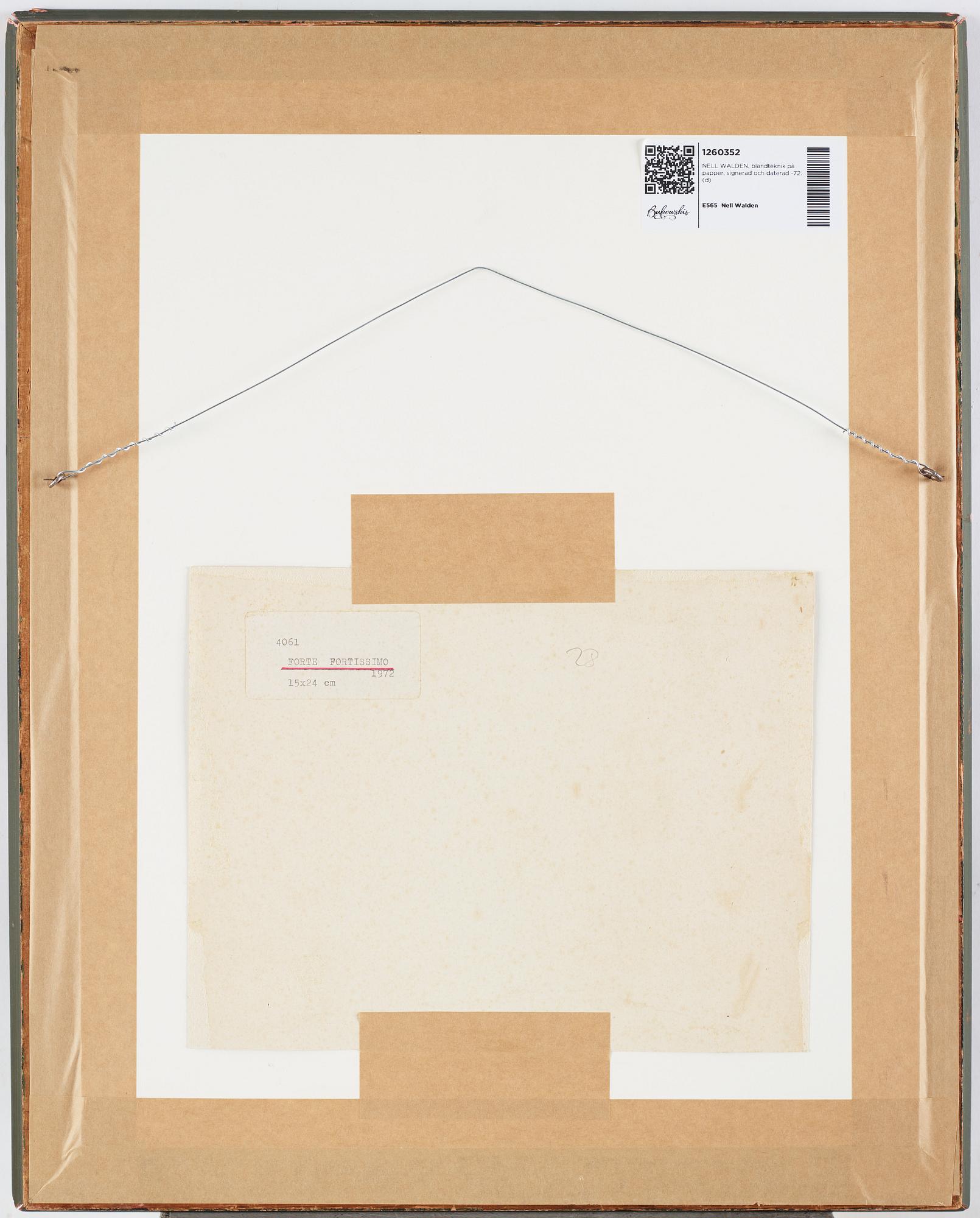 NELL WALDEN, blandteknik på papper, signerad och daterad -72.