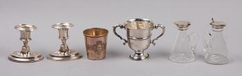 PARTI SILVER, 6 delar, bl a Ellis Jacob Greenberg, William Hutton & Sons Ltd, Birmingham, England samt Stockholm, 1868-1925.