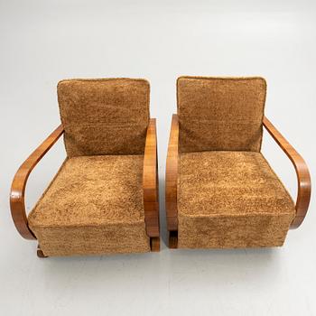 Fåtöljer, ett par, samt pall, Art-Deco stil, 1900-tal.