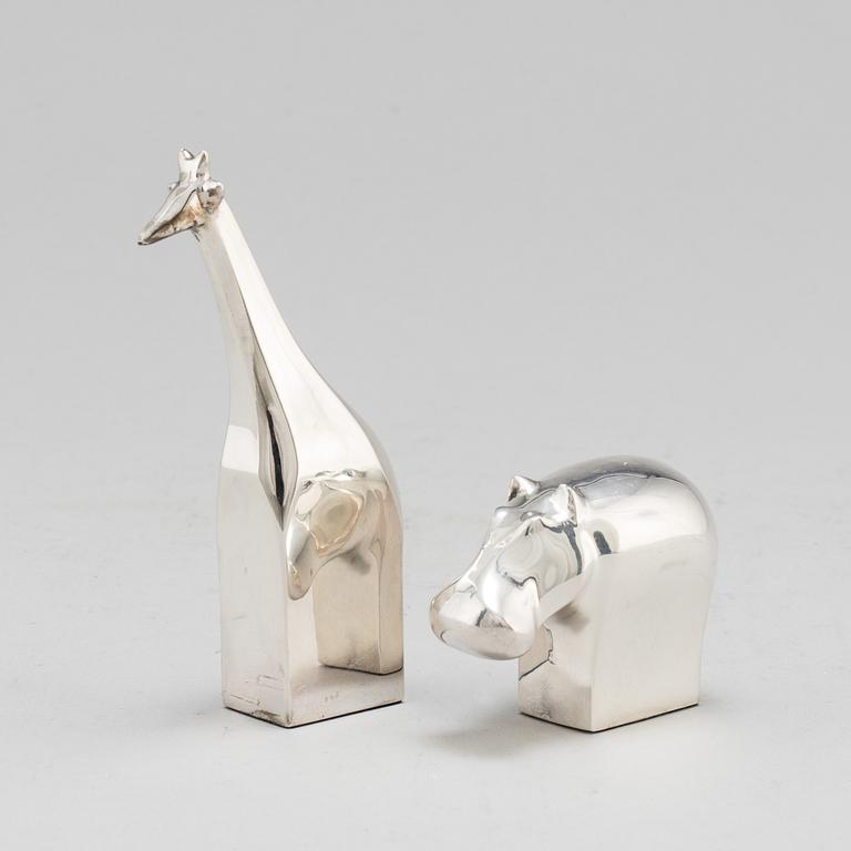 GUNNAR CYRÉN, two silverplated figurines, Danish design, Japan.