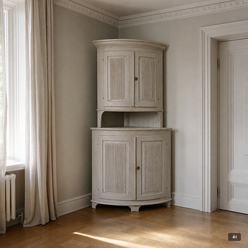 A Gustavian style corner cabinet, second half of the 20th Century.
