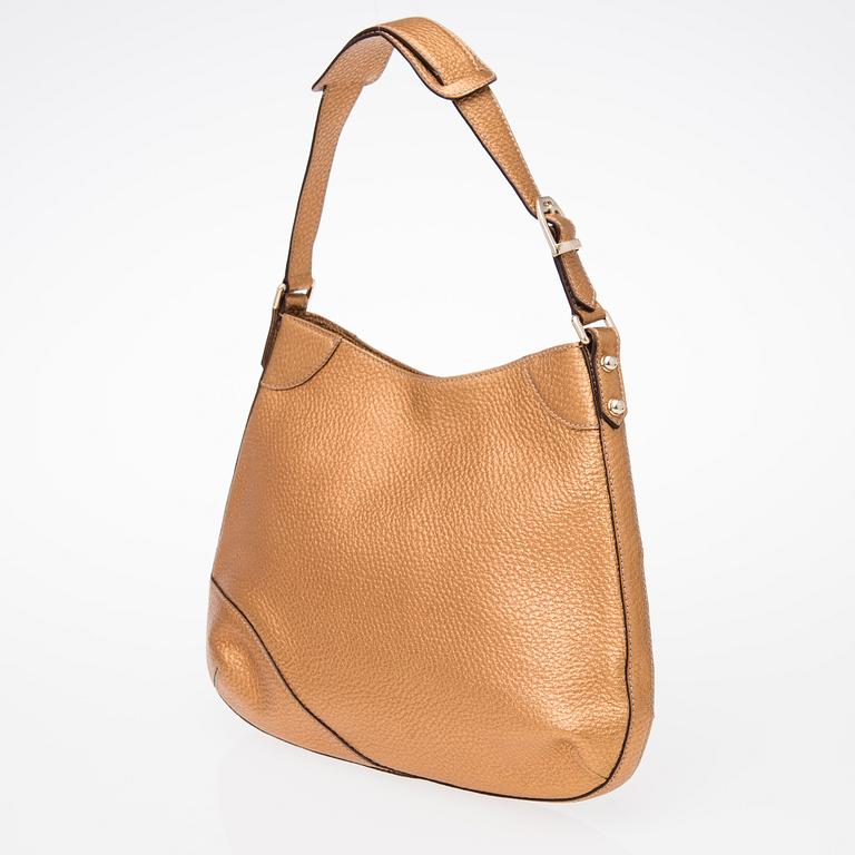 A Gold Leather Hasler Horsebit Hobo Bag.