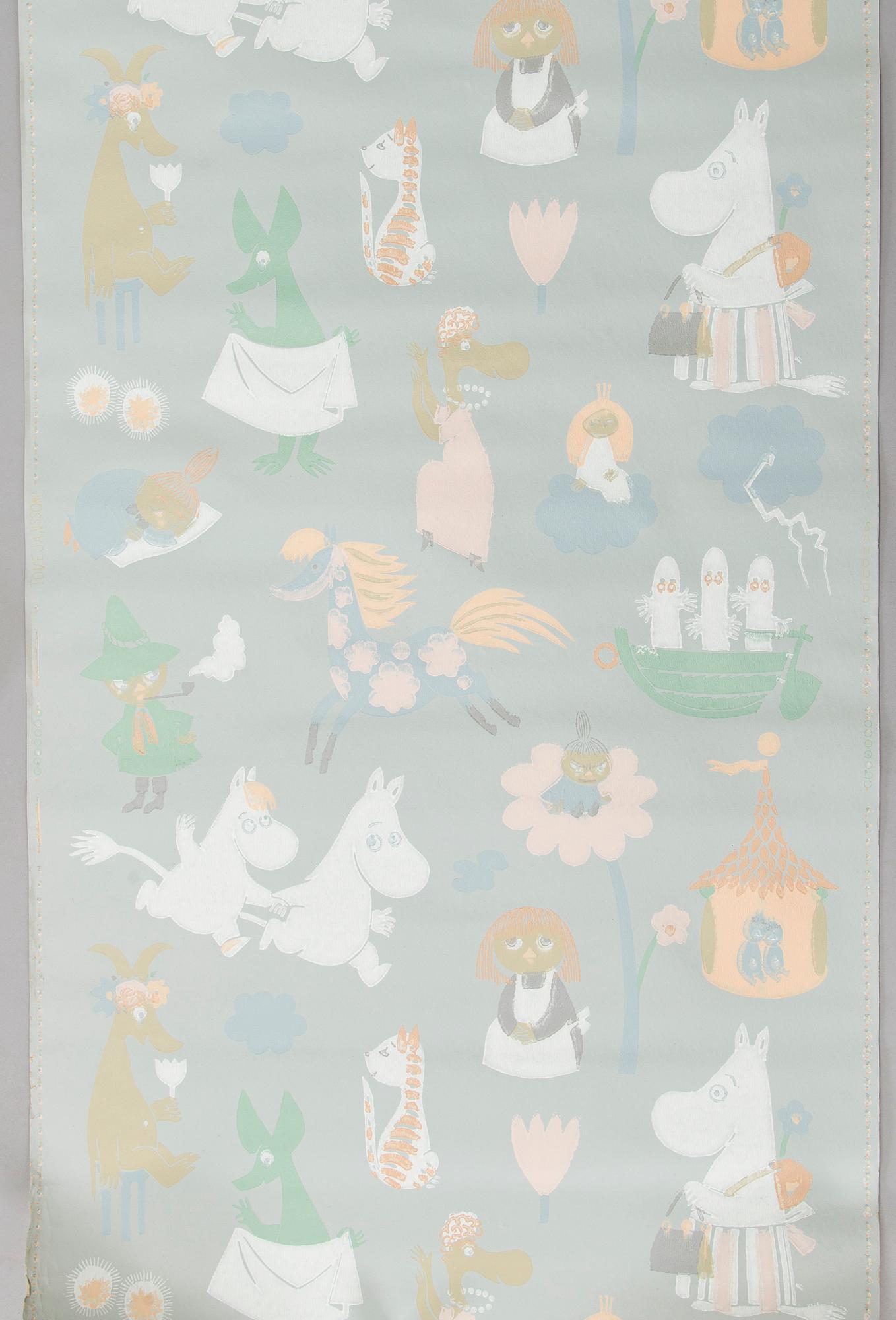 Tove Jansson, Moomin wallpaper, 6 rolls, mid-20th century.