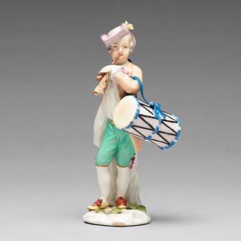 A Meissen figure of a drummer, 1750s.