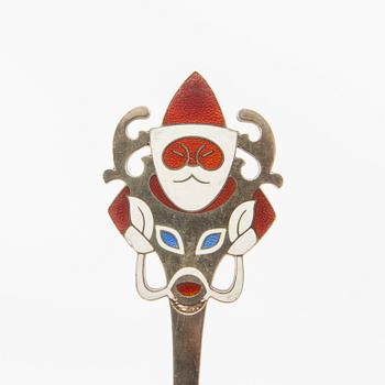 Anton Michelsen, anniversary spoons 10 pcs sterling silver for Georg Jensen, Denmark, second half of the 20th century.