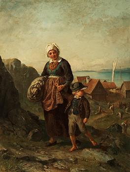 855. Bengt Nordenberg, Fisherwoman with boy.