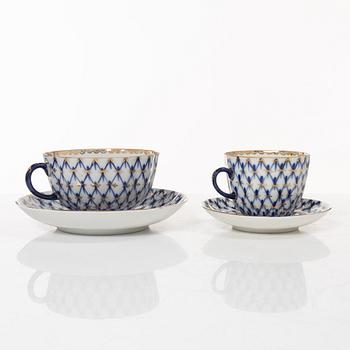 A 35-piece 'Cobalt Net' porcelain  Lomonosov, Soviet Union.