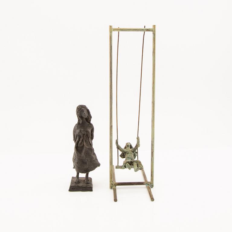 Monika Meschke, sculptures 2 pcs, one signed and numbered 1/8 in bronze.