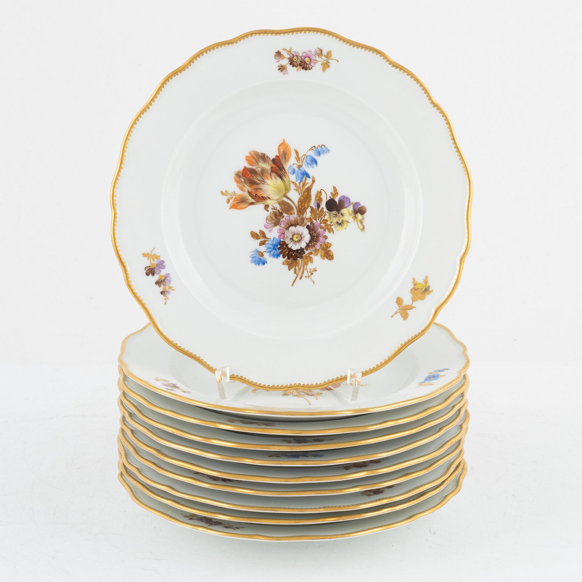 Ten porcelain small plates, Meissen, Germany, around 1900.