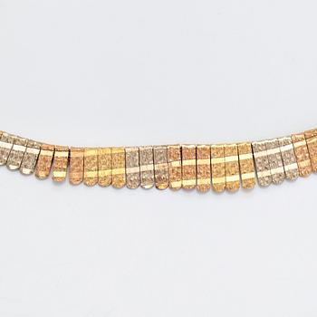 An 18K tri-colour gold necklace, Italy.