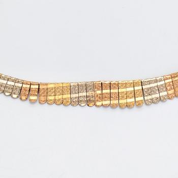 An 18K tri-colour gold necklace, Italy.