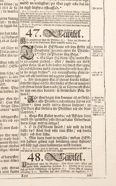 KARL XII:s BIBEL, "Biblia, thet är all then heliga skrift på swensko....", Stockholm 1702-1703.