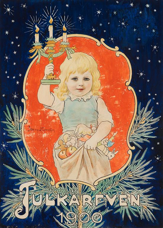 Jenny Nyström, "Julkärfven 1900" (Cover illustration for Christmas publication in 1900).