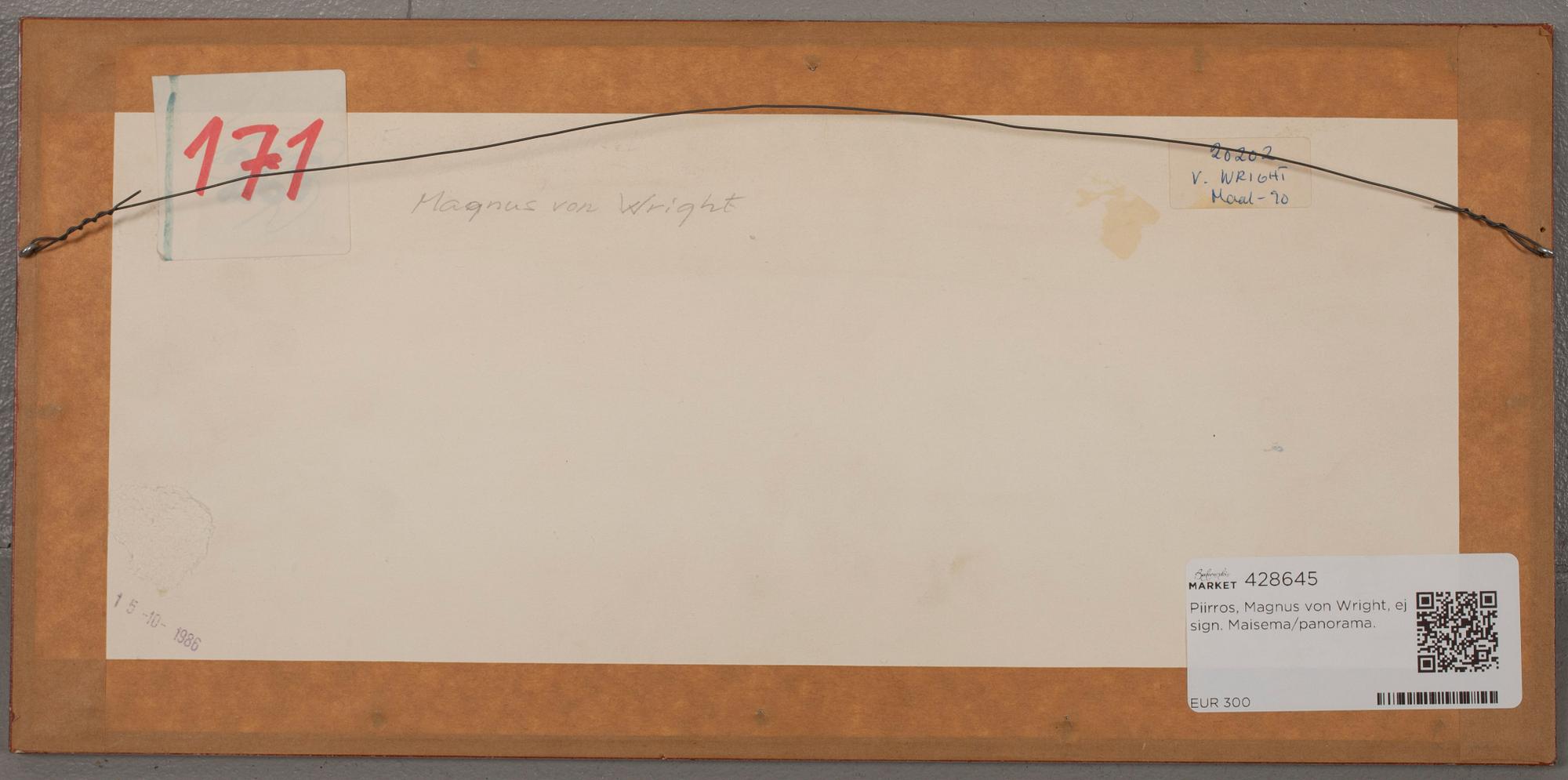 MAGNUS VON WRIGHT, blyertsteckning, osignerad.