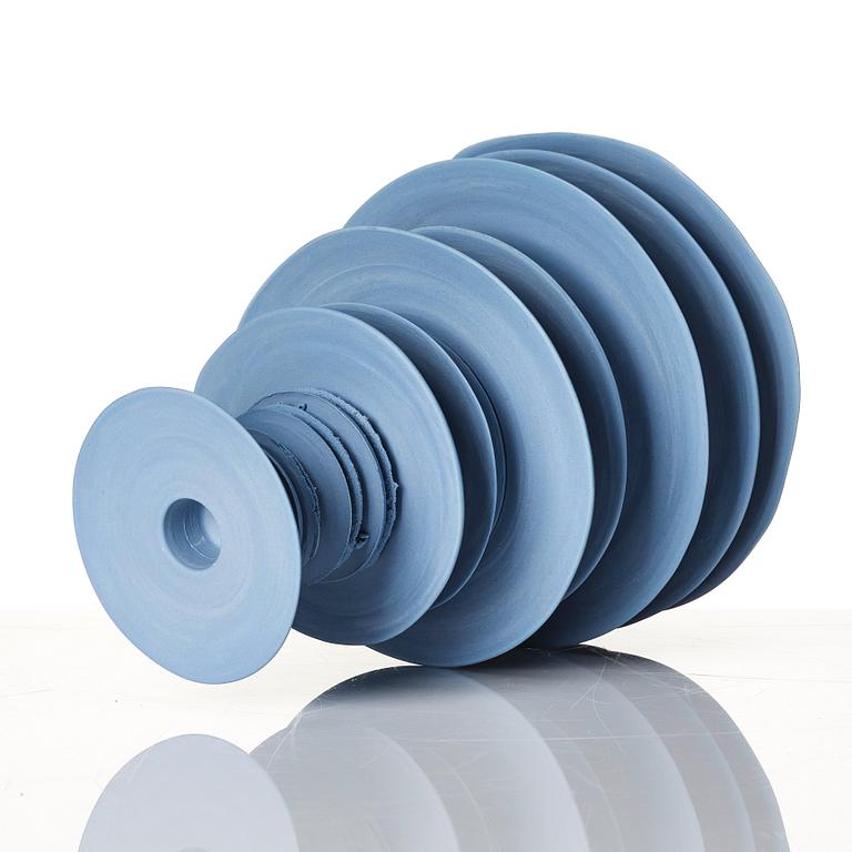 Gustaf Nordenskiöld, a unique porcelain object/ candlestick 'R.p.m - a rotation in stillness' (blue no 1), circa 2009.